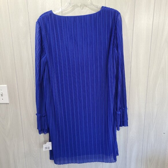 London Times Royal Blue A-Line Fluted Sleeves Dress Size 8 - Picture 4 of 8